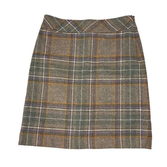 L.L. Bean women’s Wool Blend Brown Plaid Skirt Size 10 - Picture 1 of 8